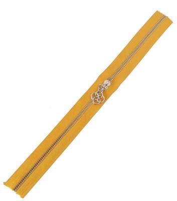 Angel Çanta Aksesuar Başlıklı Fermuar 30 Cm Gümüş Metal Hardal Sarı - 1