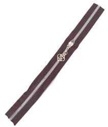 Angel Çanta Aksesuar Başlıklı Fermuar 30 Cm Gümüş Metal Koyu Vizon - Angel Çanta Aksesuar