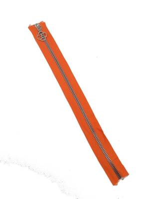 Angel Çanta Aksesuar Başlıklı Fermuar 30 Cm Gümüş Metal Turuncu - 1