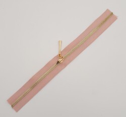 Angel Çanta Aksesuar Başlıklı Fermuar 30 Cm Light Gold Metal Pudra Renk - Angel Çanta Aksesuar