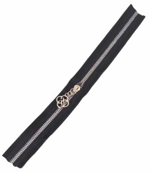 Angel Çanta Aksesuar Başlıklı Fermuar 40 Cm Gümüş Metal Siyah - Angel Çanta Aksesuar