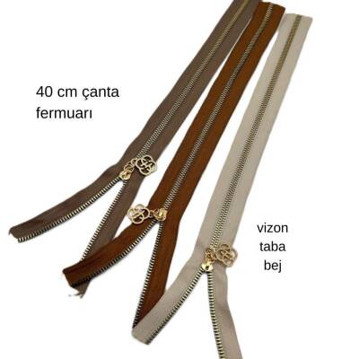 Angel Çanta Aksesuar 40 Cm Fermuar Set Light Gold Metal Taba, Bej, Vizon Renk - 1