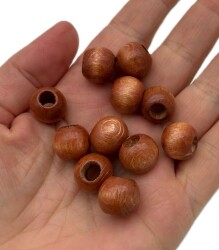 Angel Çanta Aksesuar 14 mm Ahşap Yuvarlak Boncuk Taba Renk 10 Adet - 2