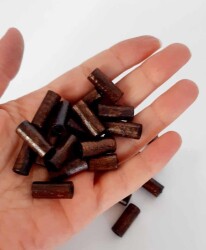 Angel Çanta Aksesuar 20 Mm 10 Adet Koyu Renk Ahşap Silindir Boncuk - 2