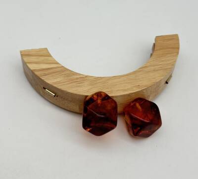 Angel Çanta Aksesuar 14 Cm Oval Ahşap Burs Kehribar Renk Toplu - 1