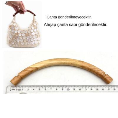 Angel Çanta Aksesuar Oval Açık Renk Tek Ahşap Çanta Sapı 17 Cm - 1