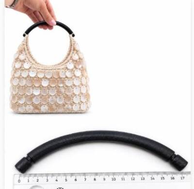 Angel Çanta Aksesuar Oval Siyah Renk Tek Ahşap Çanta Sapı 17 Cm - 1