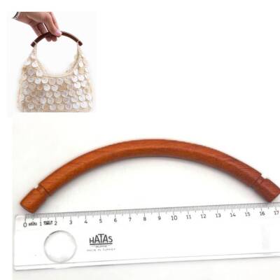 Angel Çanta Aksesuar Oval Taba Renk Tek Ahşap Çanta Sapı 17 Cm - 1