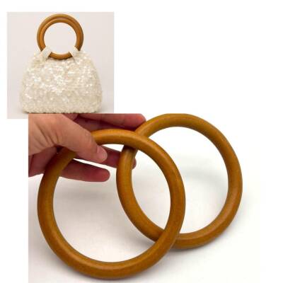 Angel Çanta Aksesuar Yuvarlak Model 12 Cm Açık Renk Ahşap Çanta Sapı - 1
