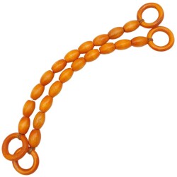 Angel Çanta Aksesuar 20 mm Oval Ahşap Boncuklu 40 cm Turuncu Renk Çanta Sapı - Angel Çanta Aksesuar