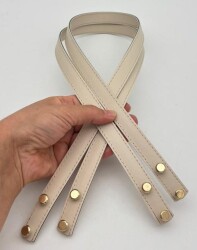 Angel Çanta Aksesuar 70x1.8 cm Suni Deri Bej Renk Vidalı Çanta Sapı - Angel Çanta Aksesuar