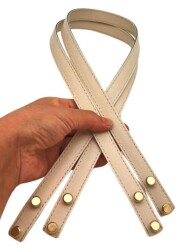 Angel Çanta Aksesuar 70x1.8 cm Suni Deri Krem Renk Vidalı Çanta Sapı - Angel Çanta Aksesuar