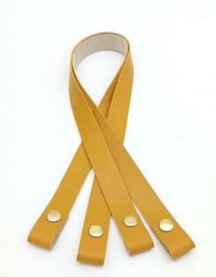 Angel Çanta Aksesuar Tek Kat Suni Deri Hardal Çıtçıtlı Çanta Sapı Light Gold Metalli - 1