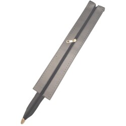 Angel Çanta Aksesuar 40 cm Derili Fermuar Parlak Gri Renk Light Gold Metalli - Angel Çanta Aksesuar