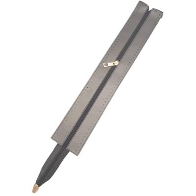 Angel Çanta Aksesuar 40 cm Derili Fermuar Parlak Gri Renk Light Gold Metalli - 1