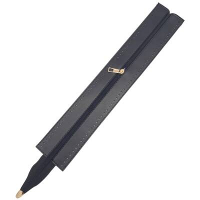 Angel Çanta Aksesuar 40 cm Derili Fermuar Siyah Renk Light Gold Metalli - 1