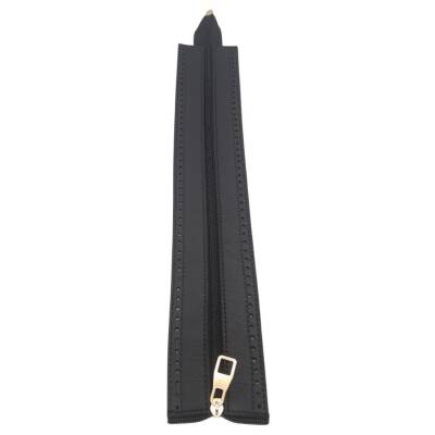Angel Çanta Aksesuar Gerçek Derili 40 cm Siyah Renk Fermuar Light Gold Metalli - 3
