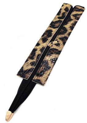 Angel Çanta Aksesuar Rugan Croco Leopar Renk 28 Cm Derili Fermuar Light Gold Metalli - 1