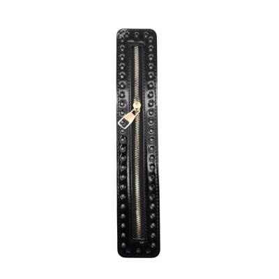 Angel Çanta Aksesuar Rugan Derili Fermuar Yeni Model Siyah Renk 30 Cm Light Gold Metalli - 2