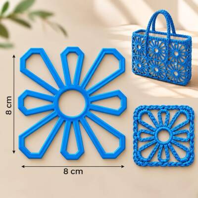 Angel Çanta Aksesuar Motif Aparatı Açık Mavi Renk 1 Adet (Çiçek kanvas) - 1