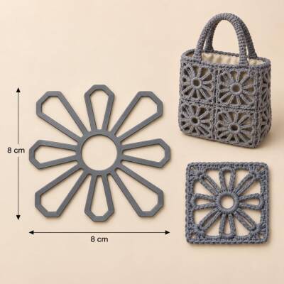 Angel Çanta Aksesuar Motif Aparatı Gri Renk 1 Adet (Çiçek kanvas) - 1