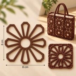 Angel Çanta Aksesuar Motif Aparatı Kahve Renk 1 Adet (Çiçek kanvas) - Angel Çanta Aksesuar