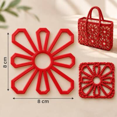 Angel Çanta Aksesuar Motif Aparatı Kırmızı Renk 1 Adet (Çiçek kanvas) - 1