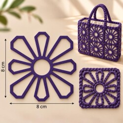 Angel Çanta Aksesuar Motif Aparatı Mor Renk 1 Adet (Çiçek kanvas) - Angel Çanta Aksesuar