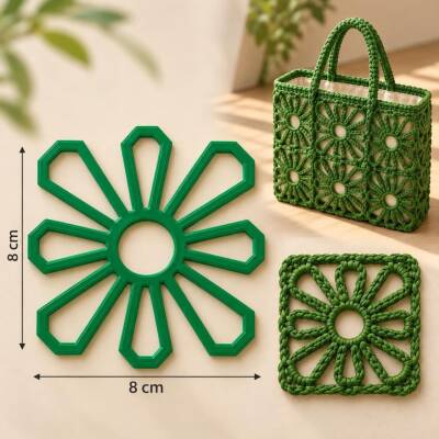 Angel Çanta Aksesuar Motif Aparatı Yeşil Renk 1 Adet (Çiçek kanvas) - 1