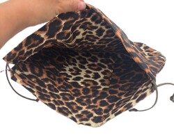 Angel Çanta Aksesuar Örgü Çantaya Hazır Astar Tabanlı Büzgülü 22x12 cm Leopar Desen Renk - 3