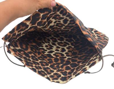 Angel Çanta Aksesuar Örgü Çantaya Hazır Astar Tabanlı Büzgülü 22x12 cm Leopar Desen Renk - 3