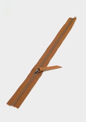 Angel Çanta Aksesuar Gerçek Deri Başlıklı Taba Fermuar 40 Cm Antik Metal - Angel Çanta Aksesuar