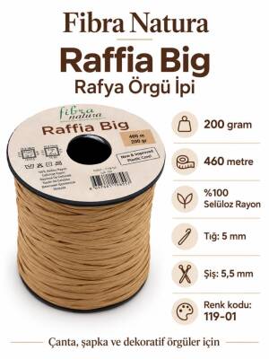 Angel Çanta Aksesuar 200 gr Himalaya Rafya Fibra Natura Raffia Big 119-01 (Hasır Renk ) - 1
