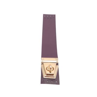 Angel Çanta Aksesuar 18x3.5 cm Suni Deri Mor Renk Kapak Light Gold Metalli - 1