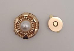 Angel Çanta Aksesuar Light Gold İncili Mıknatıslı Kilit No:86 - 1