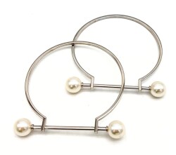 Angel Çanta Aksesuar 9 cm İncili Gümüş Renk İncili Metal Çanta Sapı - 1