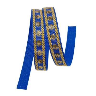 Angel Çanta Aksesuar 2.5 cm Polyester Kolon Mavi Gold Simli 1 Metre - 1