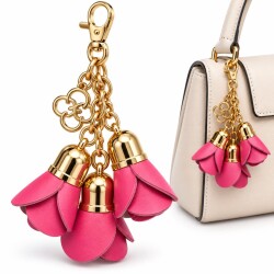 Angel Çanta Aksesuar 12 Cm Gül Anahtarlık, Gül Çanta Charmı Pembe Renk - Angel Çanta Aksesuar