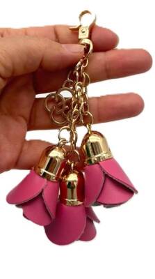 Angel Çanta Aksesuar 12 Cm Gül Anahtarlık, Gül Çanta Charmı Pembe Renk - 2