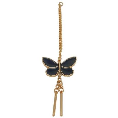 Angel Çanta Aksesuar Light Gold Renk Siyah Kelebek Çanta Süsü - 3
