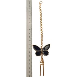 Angel Çanta Aksesuar Light Gold Renk Siyah Kelebek Çanta Süsü - 4