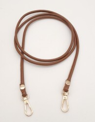 Angel Çanta Aksesuar Taba Renk 5 mm Suni Deri Spagetti Model Çanta Sapı Light Gold Metal - Angel Çanta Aksesuar