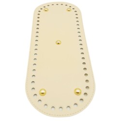 Angel Çanta Aksesuar Suni Deri 30x12 cm Oval Çanta Tabanı Krem Renk Light Gold Aparatlı - 3