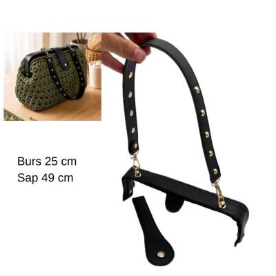 Angel Çanta Aksesuar 25 Cm Lüks Model Çanta Seti Siyah Light Gold Metalli - 1