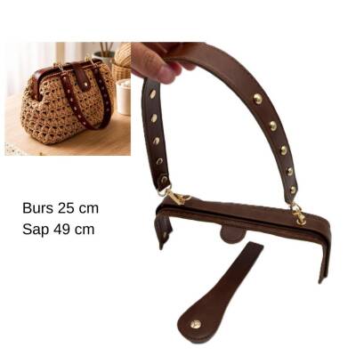 Angel Çanta Aksesuar 25 Cm Lüks Model Çanta Seti Taba Light Gold Metalli - 1