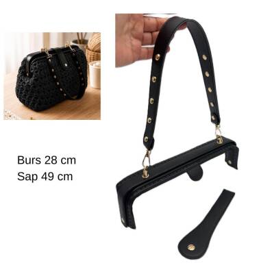 Angel Çanta Aksesuar 28 Cm Lüks Model Çanta Seti Siyah Light Gold Metalli - 1
