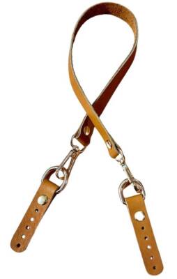 Angel Çanta Aksesuar 60x1.5 cm Gerçek Deri Açık Taba Renk Çanta Sapı Light Gold Metalli - 1