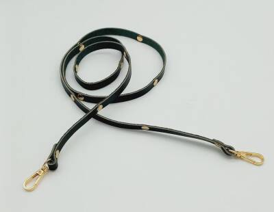 Angel Çanta Aksesuar Gerçek Deri Troklu Spagetti Model Siyah Light Gold Metal Çanta Sapı - 1